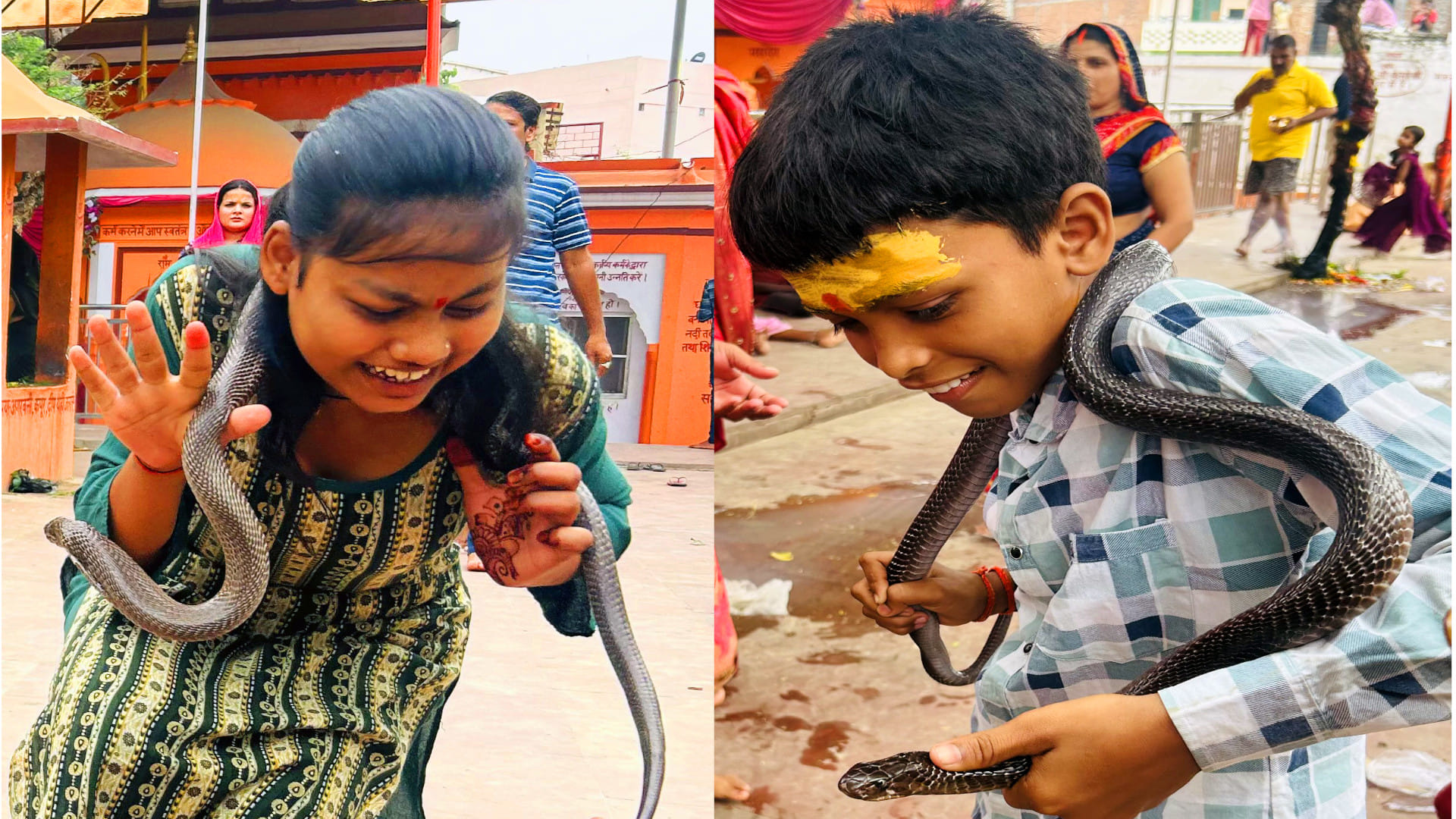 On the occasion of Nag Panchami, Nag Devta was worshiped in various temples in Gorakhpur.