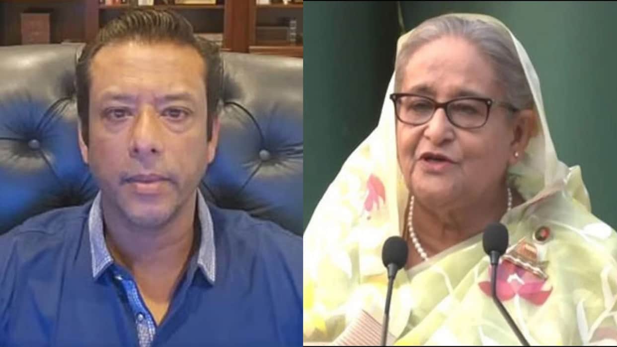 India-Bangladesh Ties aug 5 speech Sheikh Hasina hide face on camera son Sajeeb on respect of Mother in India