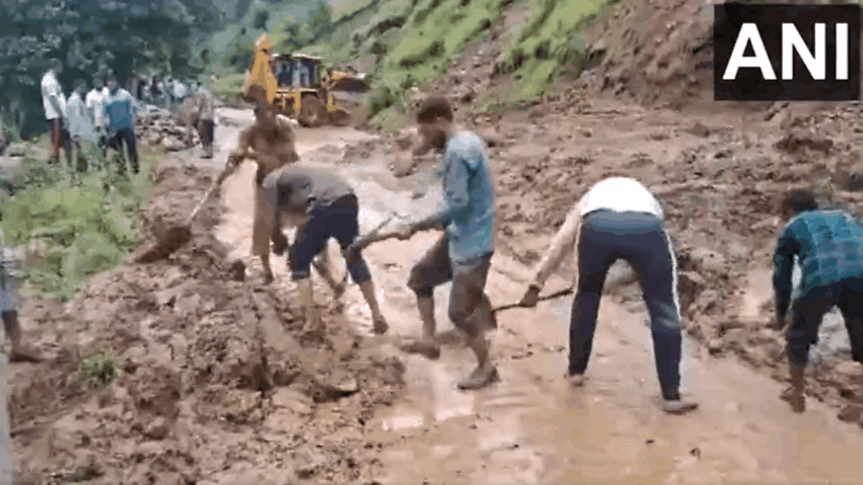 Clearance work is underway by BRO at Rajouri after landslide