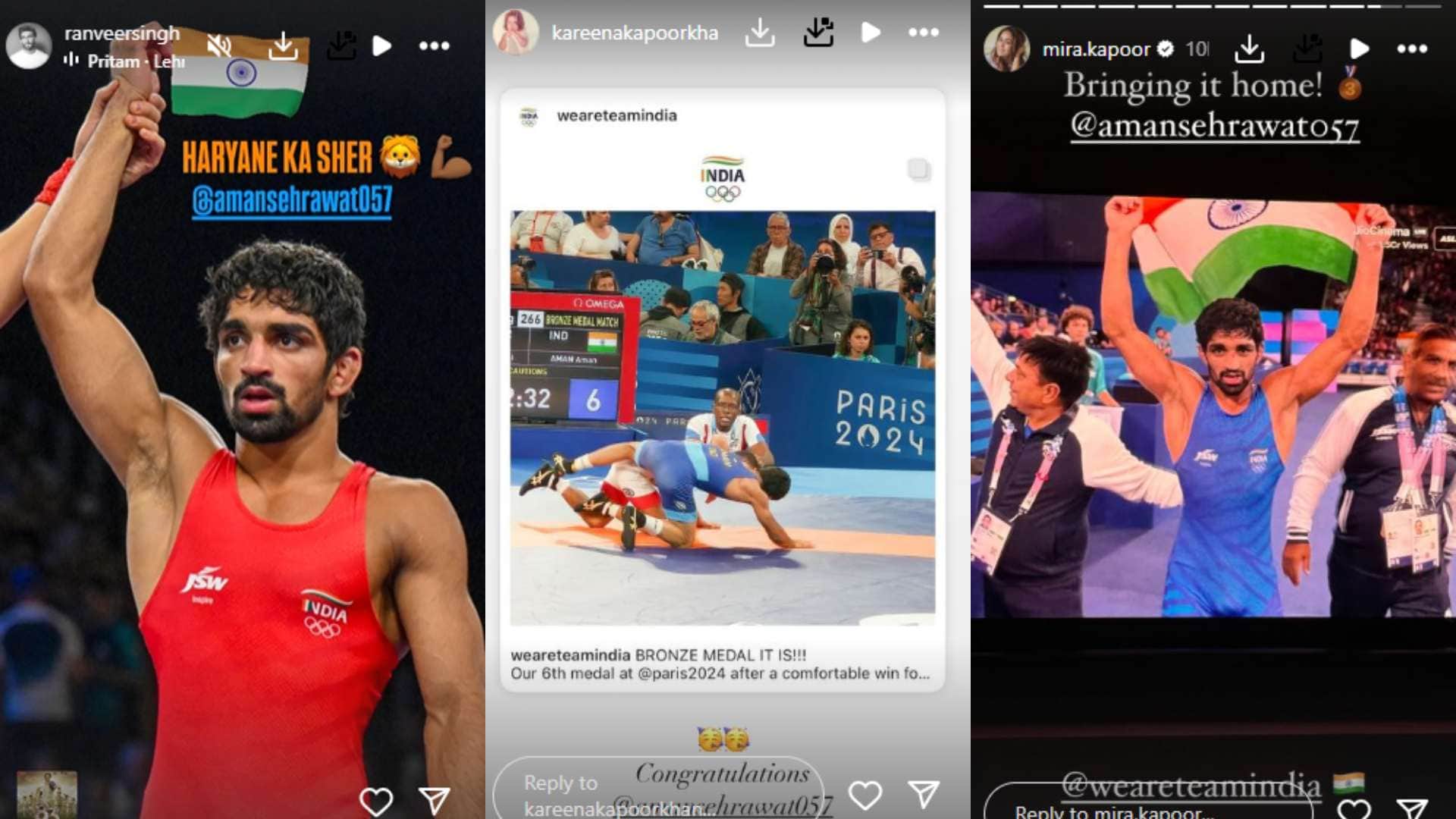 Paris Olympics 2024 ranvir singh randeep hooda and many celebs lauds Aman Sehrawat after his bronze win
