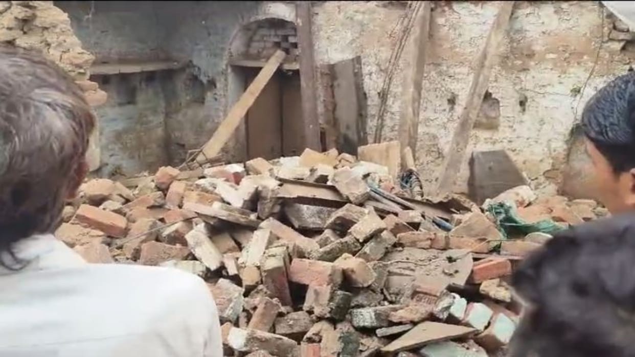 Bharatpur: Two storey house collapses due to rain, mother and daughter buried under debris, 3 others injured