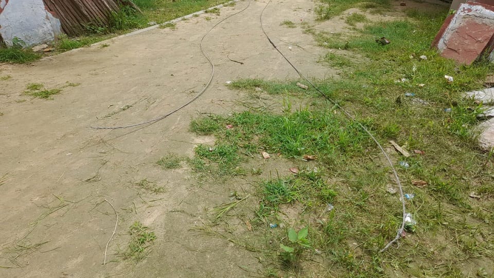 dilapidated power line wire broke and fell into the school
