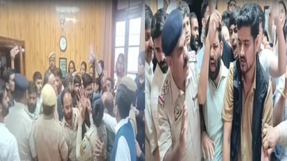 SFI protested in Sanjauli college, there was a lot of ruckus and pushing and shoving