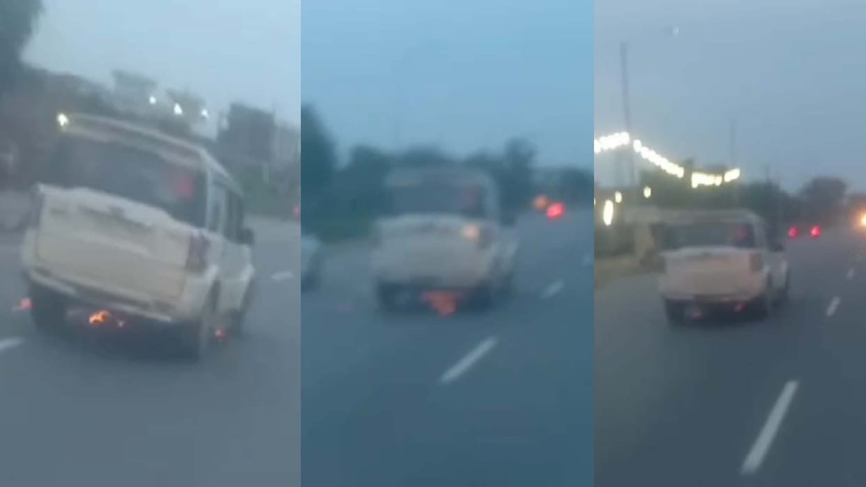 Etawah: Scooty stuck in a car and dragged for 15 km on the highway