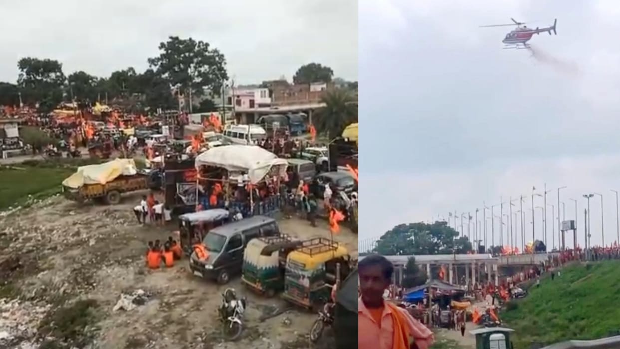Kanwariyas took out Ganga Jal from Kachla Ghat in Badaun