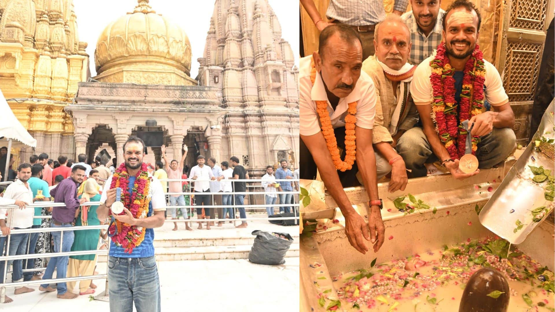 Olympian Lalit Upadhyay grand welcome in varanasi