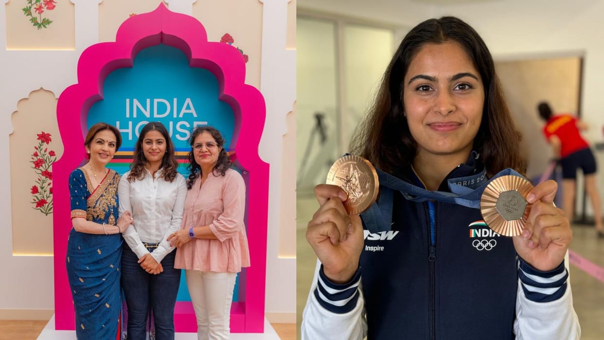 Medalist Manu Bhaker met Nita Ambani before the closing ceremony, shared photo paris olympics 2024