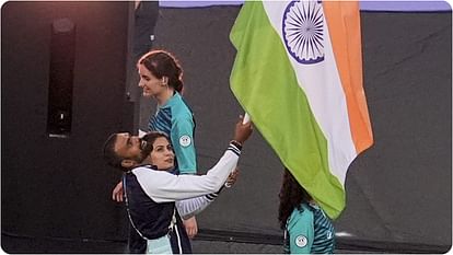 Paris Olympics 2024 Closing Ceremony Photos Indian Flag bearers Manu Bhaker and PR Sreejesh attend ceremony