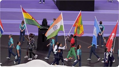 Paris Olympics 2024 Closing Ceremony Photos Indian Flag bearers Manu Bhaker and PR Sreejesh attend ceremony