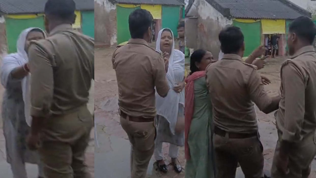 Jalaun: Women misbehaved with a constable by holding his collar, video goes viral