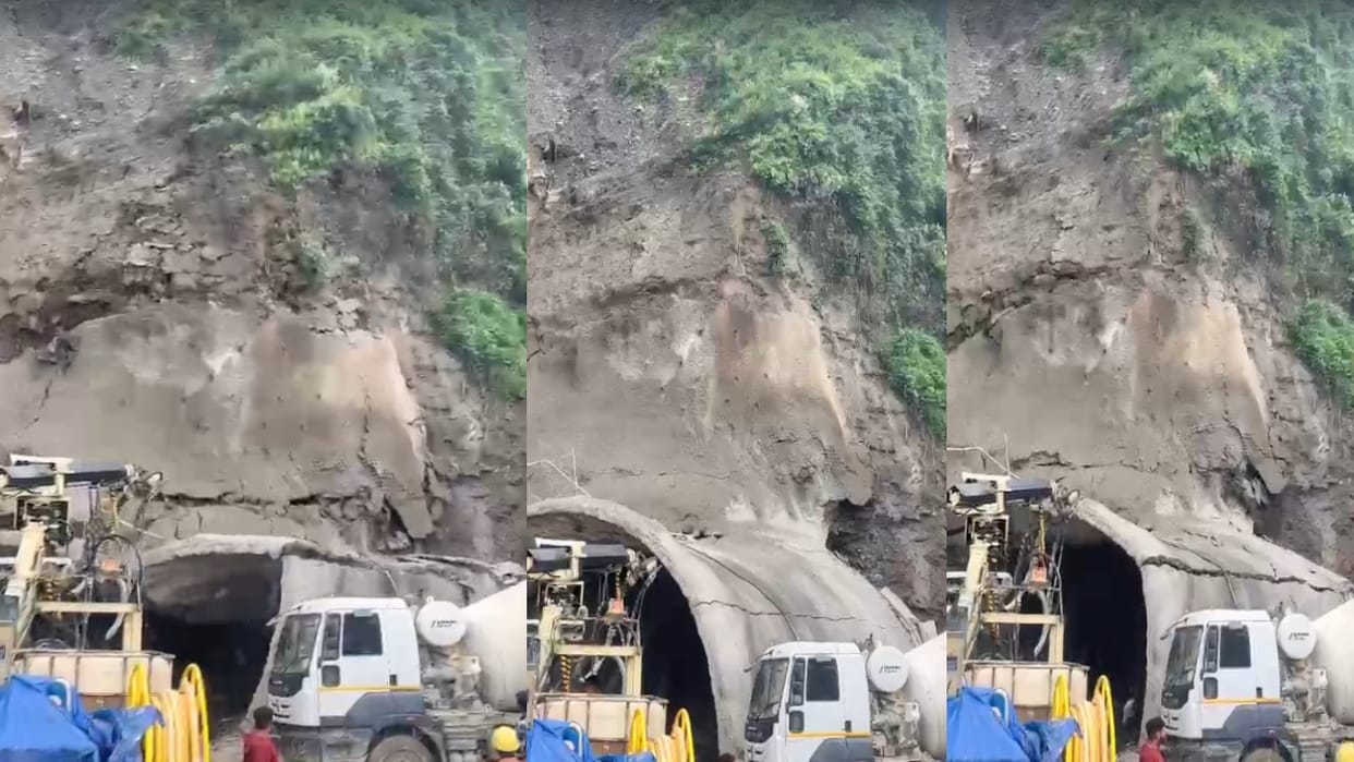 NHAI demolished the mouth of Lambidhar-Chalouthi tunnel, watch video