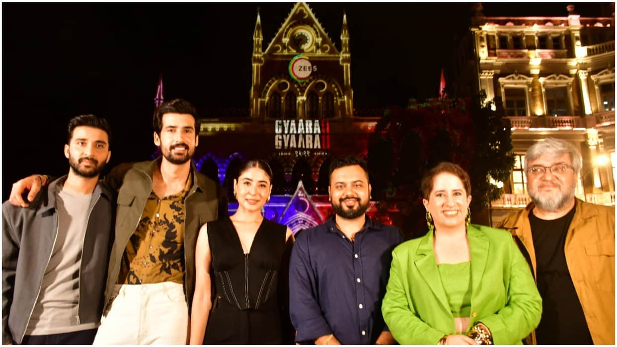 Gyaarah Gyaarah 3D Projection of Kritika Kamra Raghav Juyal Series at Mumbai David Sassoon Library Clock tower