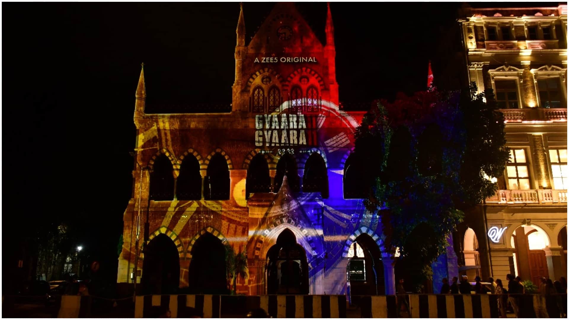 Gyaarah Gyaarah 3D Projection of Kritika Kamra Raghav Juyal Series at Mumbai David Sassoon Library Clock tower
