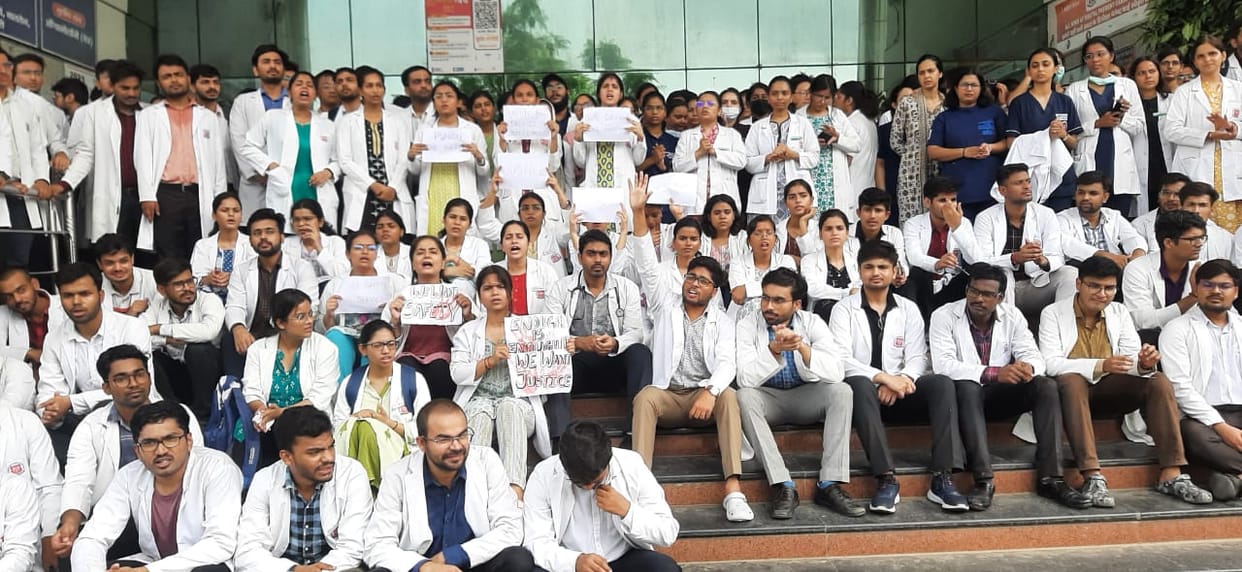Doctors protest against Kolkata rape and murder case.