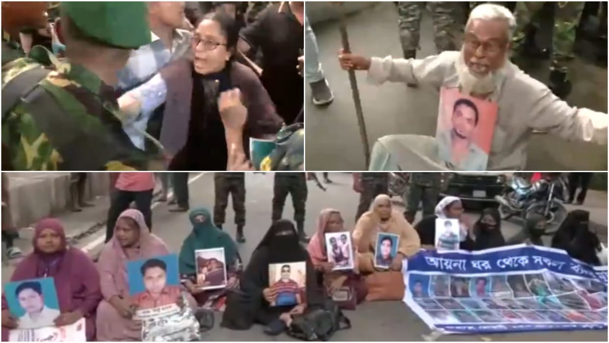 Bangladesh: Members of the minority Hindu community hold a protest outside Jamuna State Guest House in Dhaka