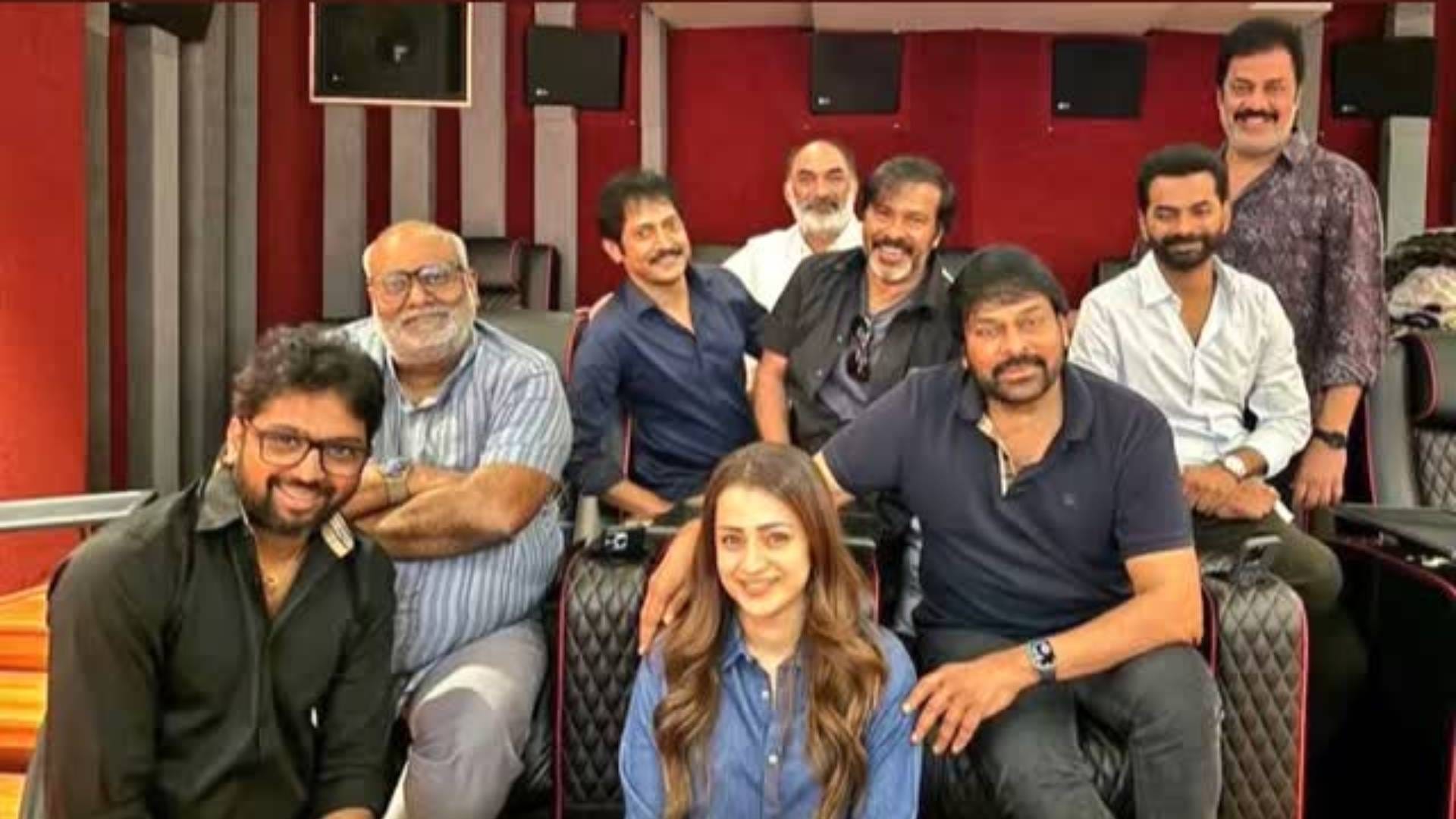Chiranjeevi gave party on Vishwambhara set Trisha Krishnan shared glimpses with MM Keeravani Maliidi Vassish