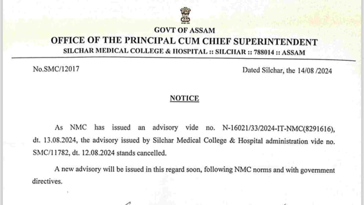 Assam's Silchar Medical College cancels advisory after backlash, New advisory to be out soon