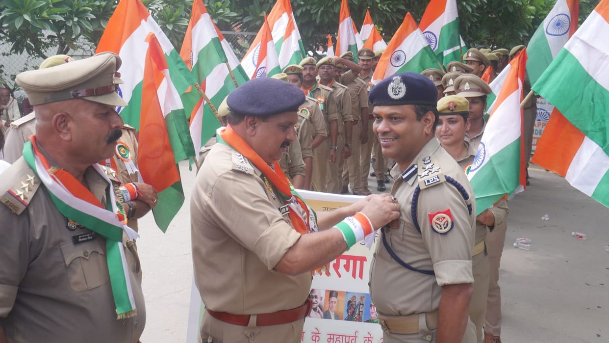 Varanasi 100 feet high national flag site inaugurated by Police Team