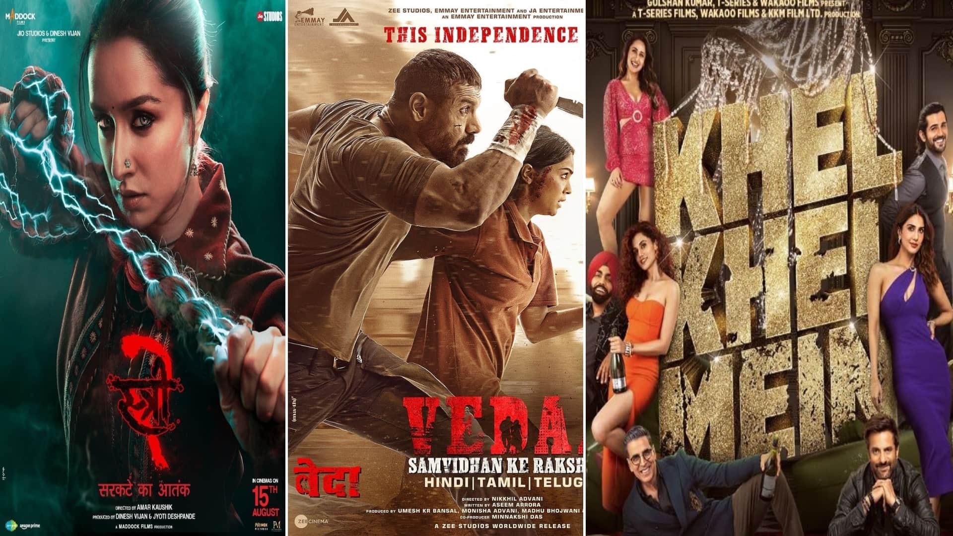 Stree 2 vs Khel Khel Mein vs Vedaa Who Win on box office collection Shraddha Kapoor Akshay Kumar John Abraham