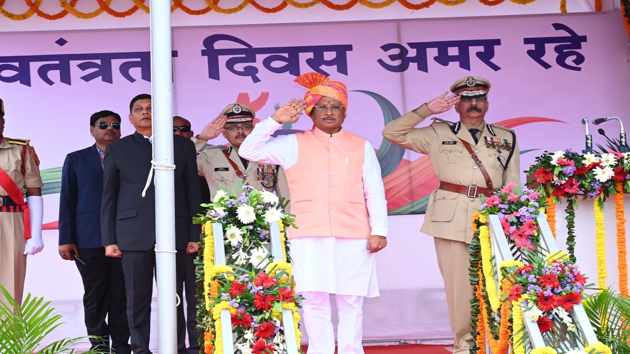 78th Independence Day, Chief Minister Vishnudev Sai hoisted the tricolor at the Police Parade Ground Raipur