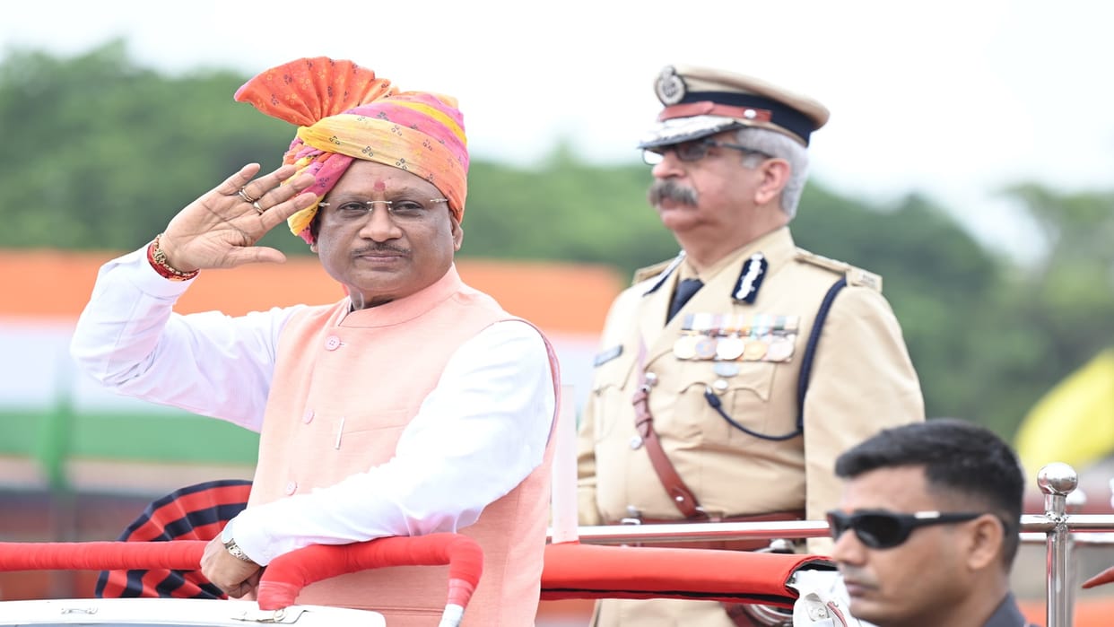 78th Independence Day: CM Vishnudev Sai hoisted flag and saluted the parade, wished people of the state