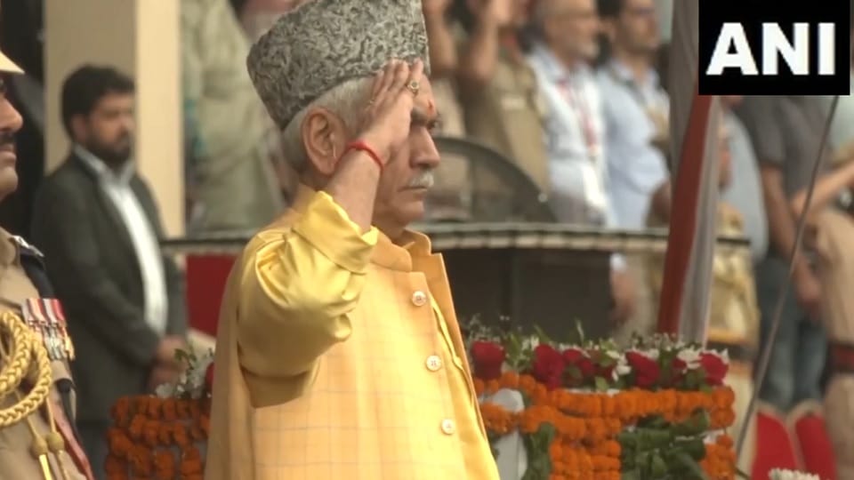 Jammu and Kashmir LG Manoj Sinha hoisted the flag