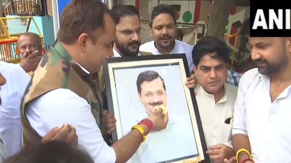 CM Arvind Kejriwal's birthday today, AAP celebrated outside Tihar Jail