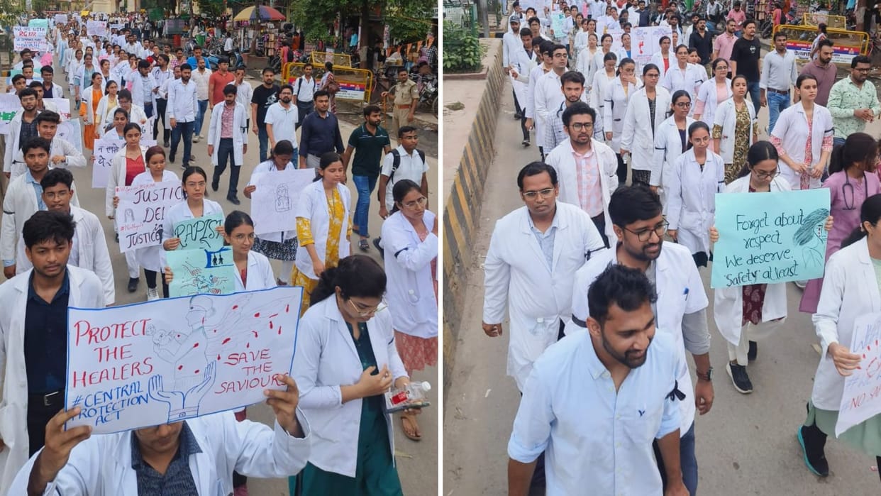 BHU doctors took out protest rally demanding justice for lady doctor in Kolkata