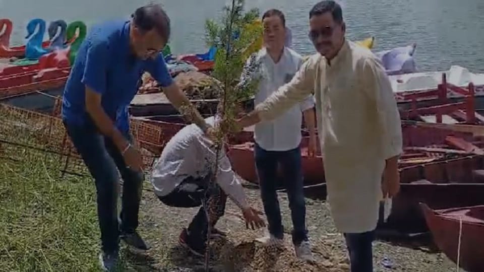 Plantation campaign at lake shore and mini stadium in Bhimtal