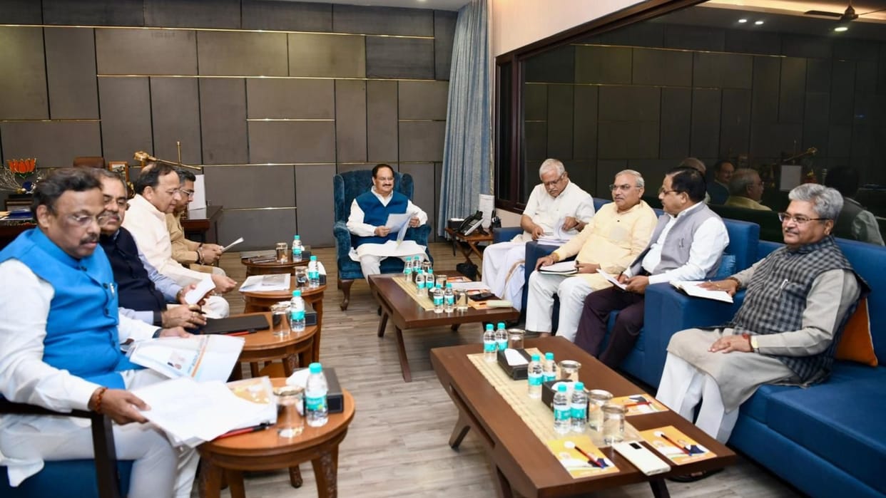 BJP national president JP Nadda chairs party's General Secretary meeting at his residence, in Delhi