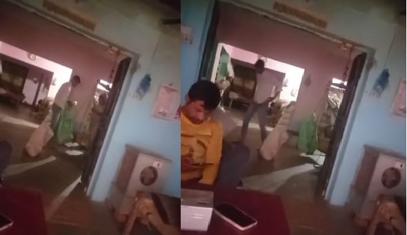 Irregularities in ration distribution surfaced, seller seen weighing material with a weighing scale