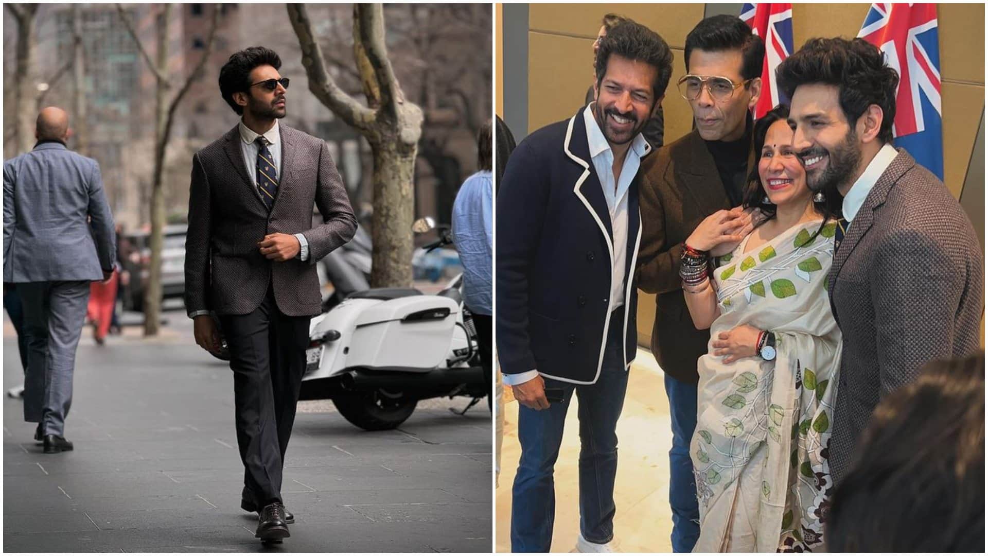 Chandu Champion Star Kartik Aaryan Drops Photos with Karan Johar Kabir Khan Imtiaz Ali from Melbourne See Here
