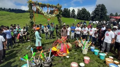Uttarakhand Unique Butter Festival 2024 People play milk and Butter Holi at Uttarkashi Dayara Bugyal Photos
