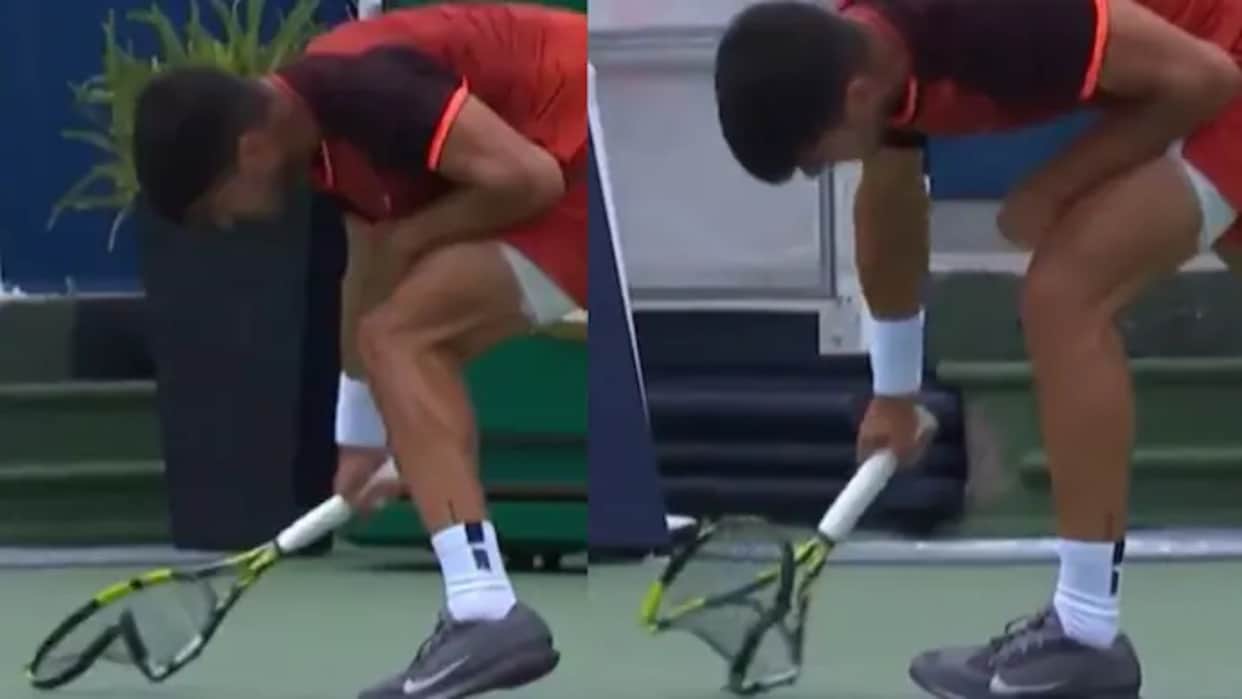 Cincinnati Open: Carlos Alcaraz vented his anger on the racket, broke it by slamming it Video