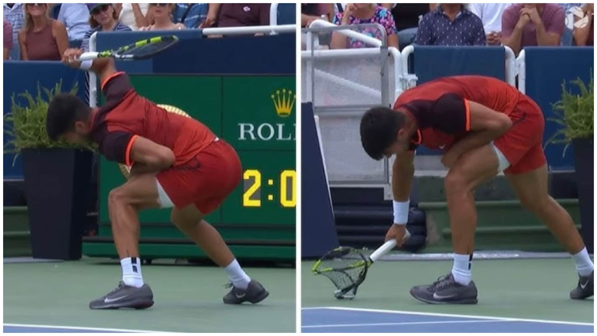 Cincinnati Open: Carlos Alcaraz vented his anger on the racket, broke it by slamming it Video