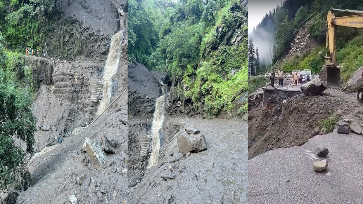 Himachal Weather: cloudburst in  Damrali nala rampur shimla, road collapsed, landslide on Manali-Leh nh