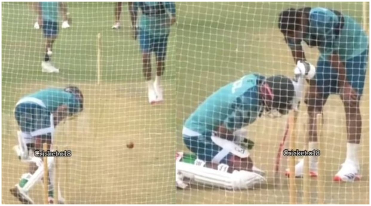 VIDEO: Babar Azam injured before test against Bangladesh? seen writhing in pain after being hit by a ball