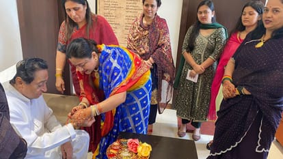 Former Chief Minister Kamal Nath again became active in the state, got Rakhi tied by sisters at his residence