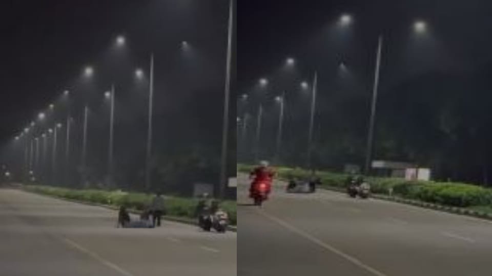 Girls sitting on the road in Madhyamarg Chandigarh video goes viral