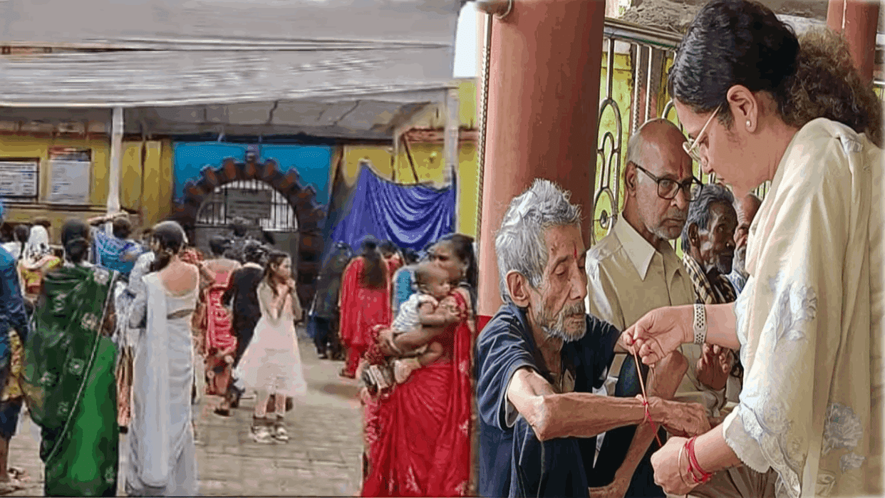 raigarh Sisters are reaching jail from far-off places and collector tied rakhi to elderly in Korea