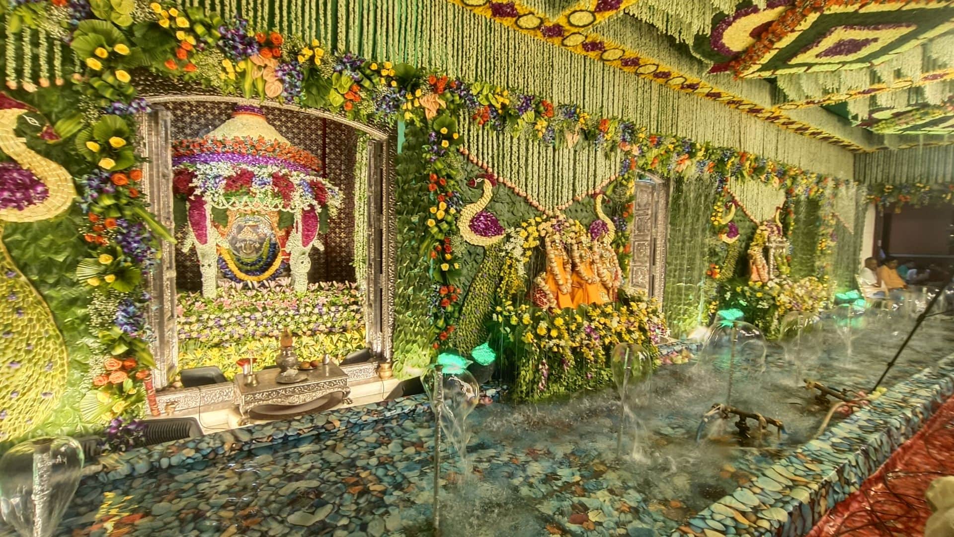 Radha Krishna Jalavihar tableau decorated in 60 feet wide lake in Varanasi