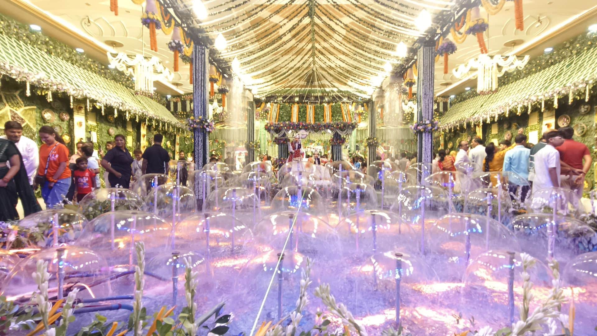 Radha Krishna Jalavihar tableau decorated in 60 feet wide lake in Varanasi