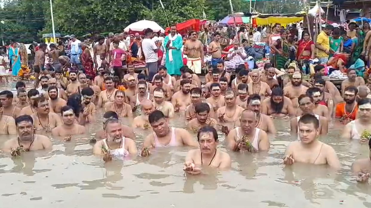 For self-purification, performed Shravani Upakarma while standing in the Ganges, invoking L