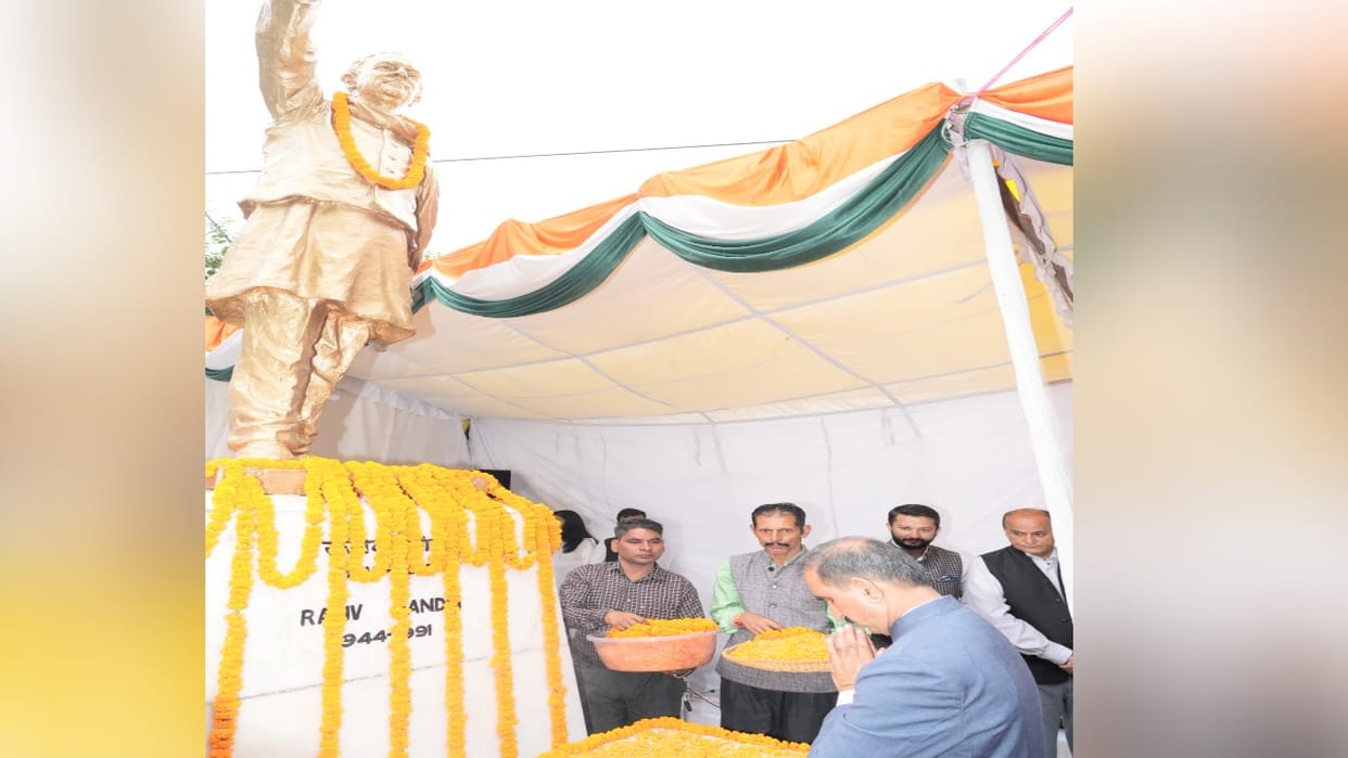cm sukhvinder sukhu paid tribute to former Prime Minister Rajiv Gandhi on Sadbhavna Diwas