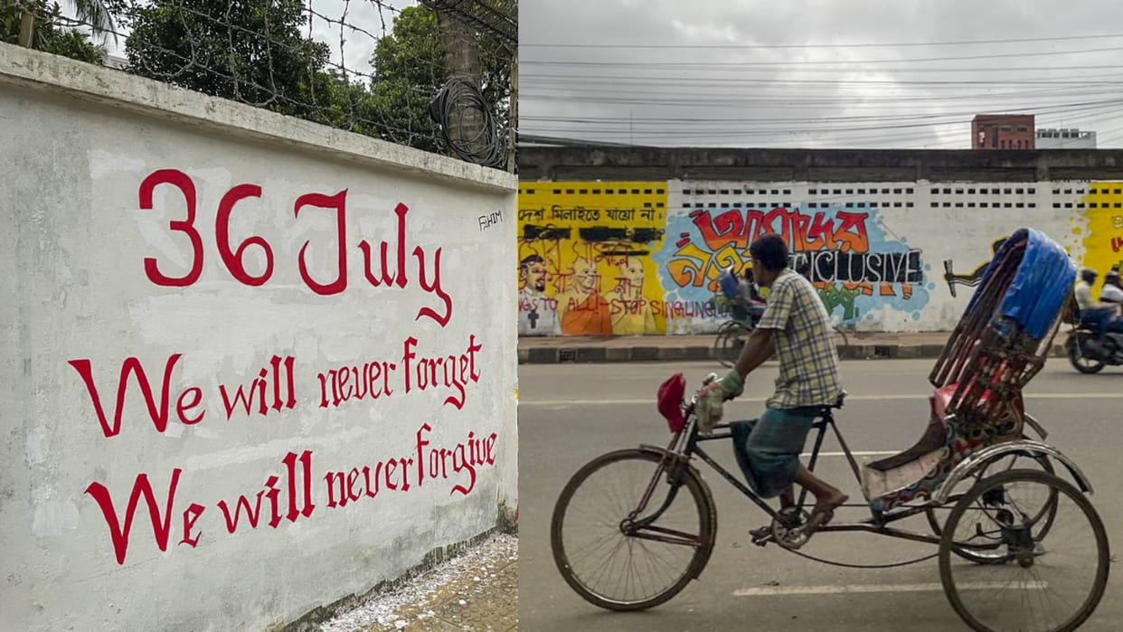 New Bangladesh 36 July Artworks grow on Dhaka walls to memorialise protests