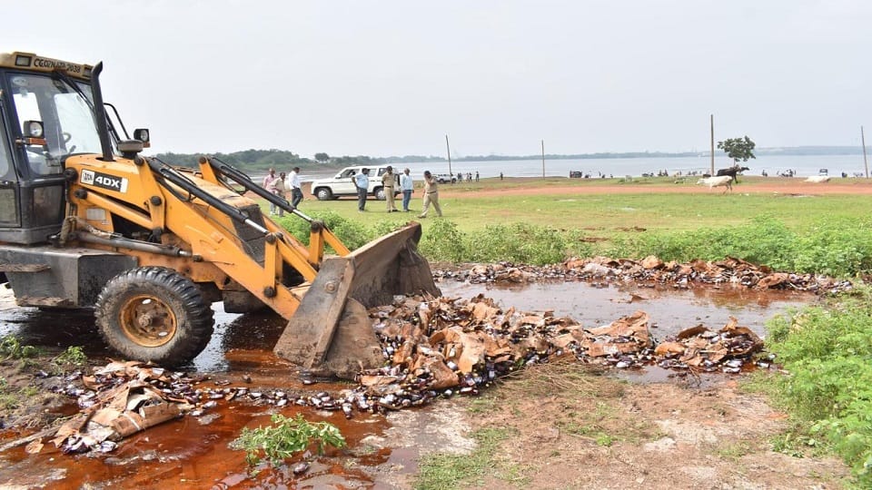 Drugs seized from three districts were destroyed ganja liquor and drugs worth crores of rupees destroyed in Du
