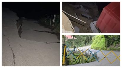 Himachal News The hilly area of Boileauganj collapsed along with the road and rain shelter at 9 pm