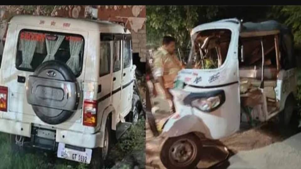 Escort Bolero collided with tempo near SSP residence in Mathura one dead four injured including two children