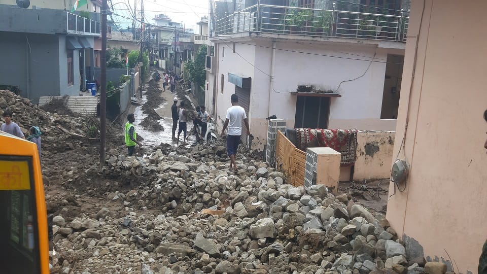 Debris, stones and boulders are still present in and around Krishna Vihar haldwani