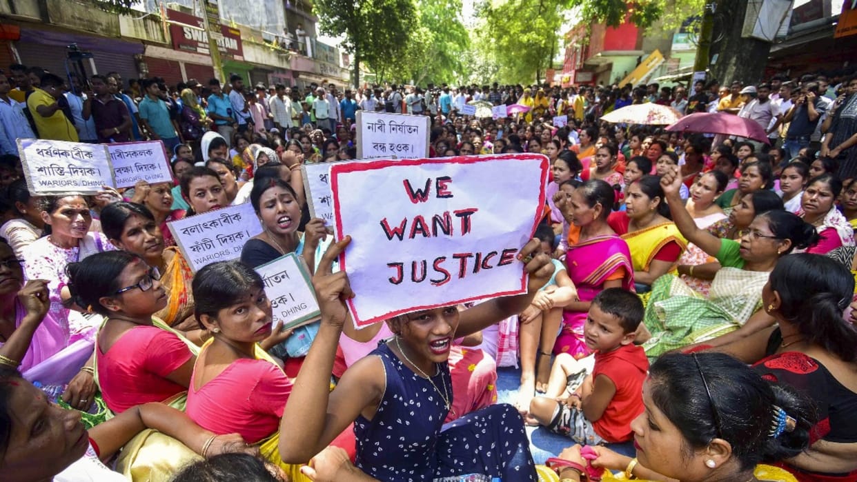 Widespread protests in Assam after minor gang-rape in nagaon assam news in hindi